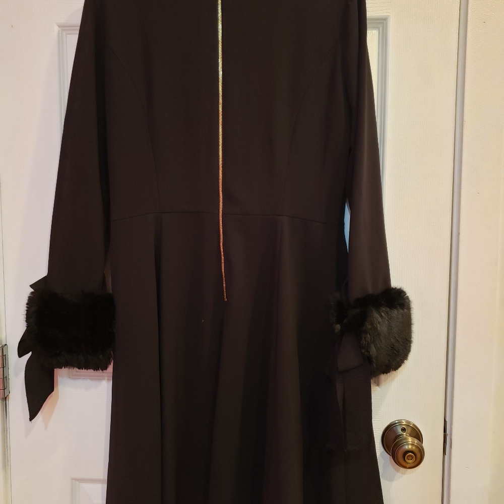 Calvin Klein Faux Fur Black Dress - Picture 5 of 7